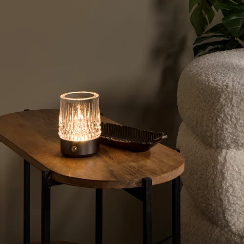 Lucide LILY - Rechargeable Table lamp - Battery pack - Ø 8 cm- LED 3 StepDim - 1x3W 2700K/3000K - Gun Metal - Set of 3 - atmosphere 1